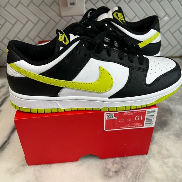 Men\'s Nike Dunk Low Retro White/Bright Cactus-Black (DV0833 110) size 10 main image 7